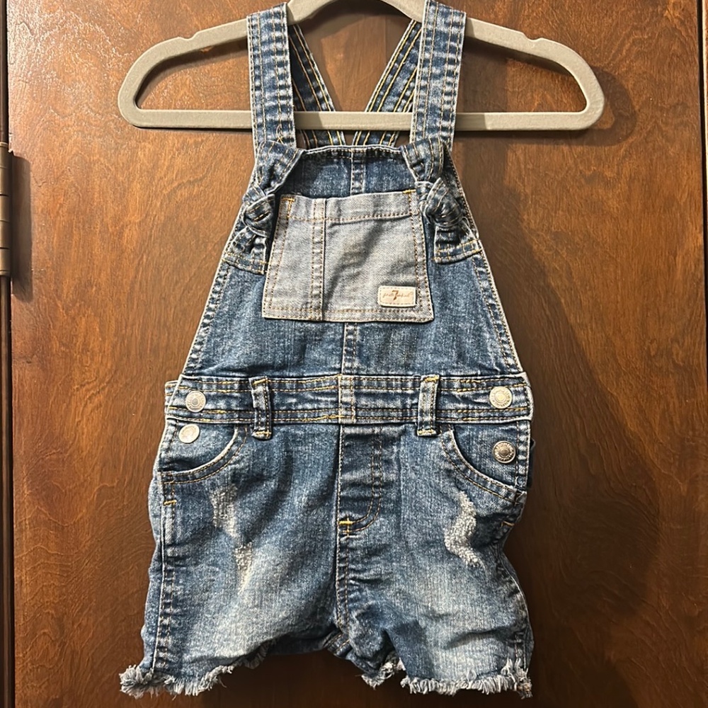 Denim overall shorts